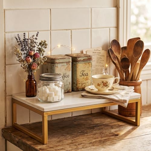 Marble Charcuterie Board White and Gold Frame Stand in White, Gold, alternate view 5