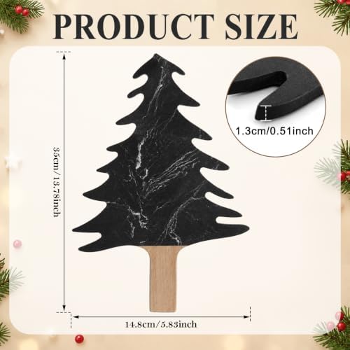 Marble Cheese Board Charcuterie, Black, Christmas Tree in 12.8"L x 10.4"W in Black, alternate view 2