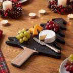 Marble Cheese Board Charcuterie, Black, Christmas Tree in 12.8"L x 10.4"W in Black, alternate view 3