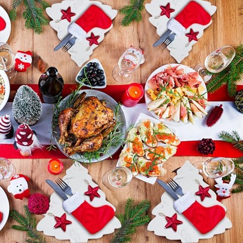 Marble Christmas Tree Cheese Board Marble Christmas Tree Shaped Charcuterie Cutting Board Decorative Serving, alternate view
