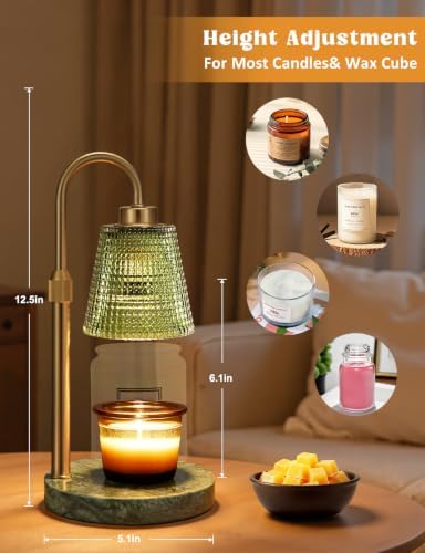 Marble Green Candle Warmer Lamp with Timer Home Decor Gifts for Women in Marble Green, alternate view 3