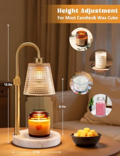 Marble White Candle Warmer Lamp with Timer Home Decor Gifts for Women, alternate view 4