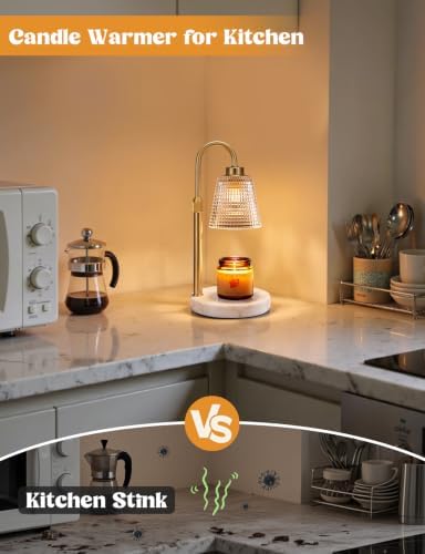 Marble White Candle Warmer Lamp with Timer Home Decor Gifts for Women, alternate view 5