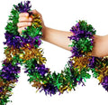 Mardi Gras Garland Decorations,50Ft Glitter Tinsel Garland Decor for Tree Mantle Bedroom Office Classroom Party
