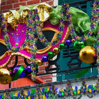 Mardi Gras Garland Decorations,50Ft Glitter Tinsel Garland Decor for Tree Mantle Bedroom Office Classroom Party, alternate