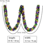 Mardi Gras Garland Decorations,50Ft Glitter Tinsel Garland Decor for Tree Mantle Bedroom Office Classroom Party, alternate