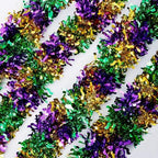 Mardi Gras Garland Decorations,50Ft Glitter Tinsel Garland Decor for Tree Mantle Bedroom Office Classroom Party, alternate