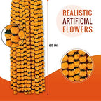 Marigold Garland for Decoration 4.8 feet Long Strands Artificial Marigold Flowers, Indian Décor for Pooja, alternate view 3