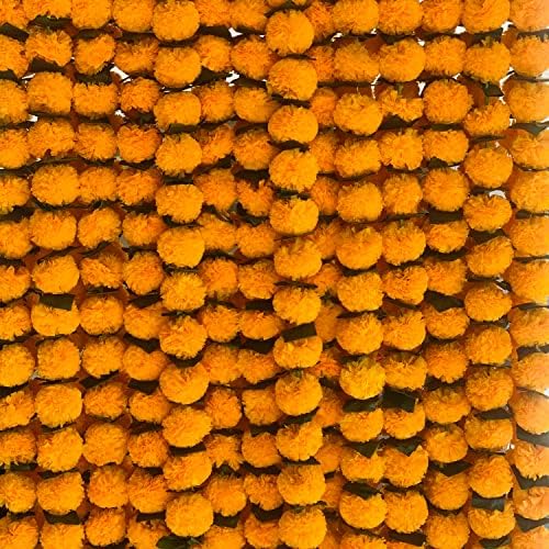 Marigold Garland for Decoration 4.8 feet Long Strands Artificial Marigold Flowers, Indian Décor for Pooja, alternate view 4