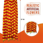 Marigold Garland for Decoration 4.8 feet Long Strands Artificial Marigold Flowers, Indian Décor for Pooja, alternate view 3