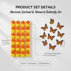 Marigold Garland for Decoration 5 Packs × 5ft Artificial Marigold Garlands Vibrant Orange Yellow Faux Flowers, alternate view