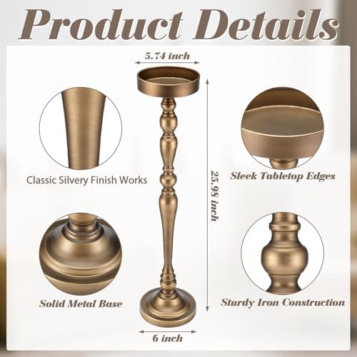 Martini Drink Tables for Small Spaces, Pedestal Side Table, Novelty, Bronze, alternate view 3