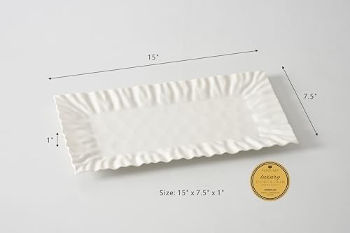 Mascali Bianca Rectangular Tray, 15" x 7.5" x 1" in Large in White, alternate view 5