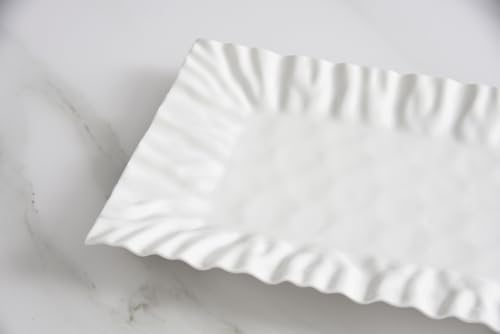 Mascali Bianca Rectangular Tray, 15" x 7.5" x 1" in Large in White, alternate view 6