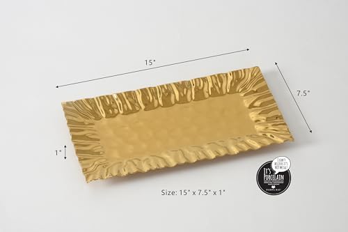Mascali D'oro Rectangular Tray, Gold, 15" x 7.5" x 1 in Large in Mascali D'oro Gold, alternate view 5