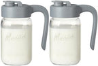 Mason Jar Pitcher, 2 pcs 32 oz (1 quart), Glass Pitcher with Lid in Gray