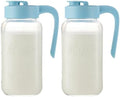 Mason Jar Pitcher, 2 pcs 64 oz (2 quart), Glass Pitcher with Lid in Sky