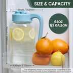 Mason Jar Pitcher, 2 pcs 64 oz (2 quart), Glass Pitcher with Lid in Sky, alternate view 2