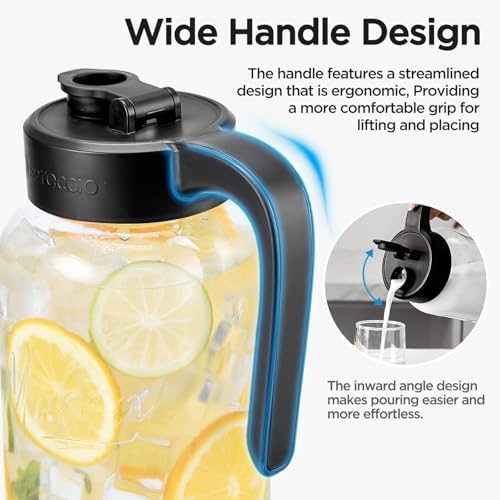 Mason Jar Pitcher, 3 pcs 64 oz (2 quart), Glass Pitcher with Lid in Black, alternate view 3
