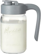 Mason Jar Pitcher, 32 oz (1 quart), Glass Pitcher with Lid in Gray