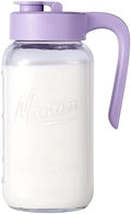 Mason Jar Pitcher, 64 oz (2 quart), Glass Pitcher with Lid in Purple