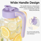 Mason Jar Pitcher, 64 oz (2 quart), Glass Pitcher with Lid in Purple, alternate view 2