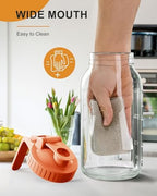 Mason Jar Pitcher Set of 2, 64oz (2quart) Glass Pitcher with Lid for Tea in White & Orange, alternate view 5