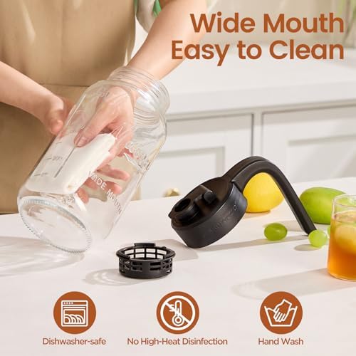 Mason Jar Pitcher with Tea Filter, 64 oz Glass Pitcher with Lid in Black, alternate view 6