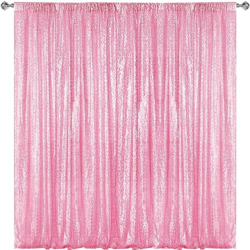 Matte Pink Sequin Backdrop Curtain 10FTx10FT Glitter Matte Pink Background Drapes Sparkle Photography Backdrop