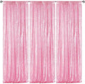 Matte Pink Sequin Backdrop Curtain 3 Panels 2FTx8FT Glitter Matte Pink Background Drapes Sparkle Photography