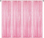 Matte Pink Sequin Backdrop Curtain 4 Panels 2FTx8FT Glitter Pink Background Drapes Sparkle Photography Backdrop