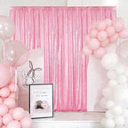 Matte Pink Sequin Backdrop Curtain 4FTx8FT Glitter Matte Pink Background Drapes Sparkle Photography Backdrop for, alternate
