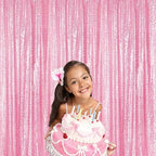 Matte Pink Sequin Backdrop Curtain 8FTx8FT Glitter Matte Pink Background Drapes Sparkle Photography Backdrop for, alternate