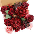 Mature Burgundy Artificial Flowers Combo Box Set for Wedding Bouquets Home in Mature Burgundy