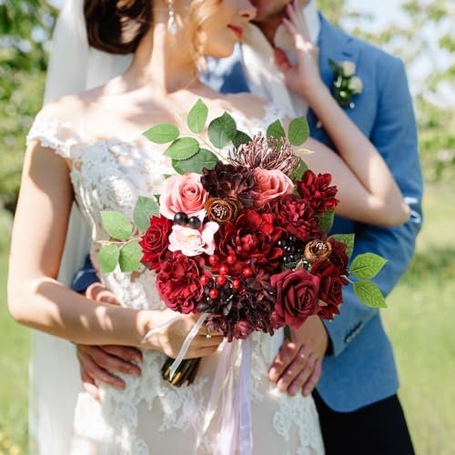 Mature Burgundy Artificial Flowers Combo Box Set for Wedding Bouquets Home in Mature Burgundy, alternate view 5