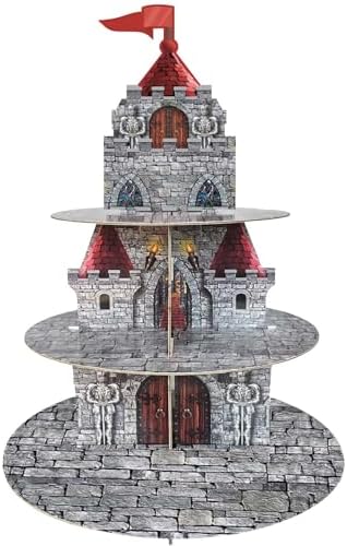Medieval Castle Cupcake Stand Medieval Knight Birthday Party Decorations 3 Tiered Castle Dessert Cake Table