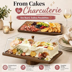 Medium 14" Acacia Wood Cake Stand with Square Lid, 2-in-1 Rectangular Dessert Table Display Set & Charcuterie, alternate view