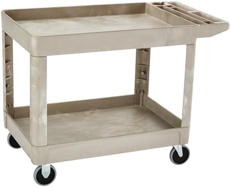Medium 2-Shelf Utility Cart, 500lb, Beige in Beige