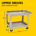 Medium 2-Shelf Utility Cart, 500lb, Beige in Beige, alternate view 3