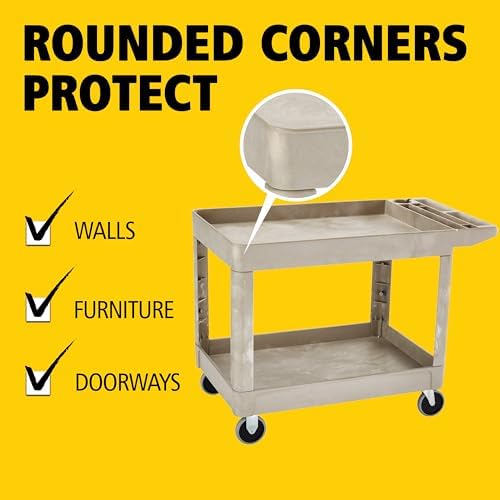 Medium 2-Shelf Utility Cart, 500lb, Beige in Beige, alternate view 4