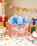 Medium Paper Gift Bags with Tissue Paper Handles 6PCS Winter Floral Gift Bags for Women Mom Grandma Party Supply, alternate