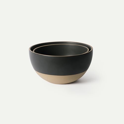 Mega and Giant Bowls Set of 2, 5.5 and 3.5 Qt Ceramic Pottery Mixing Bowls - Microwave and Dishwasher Safe