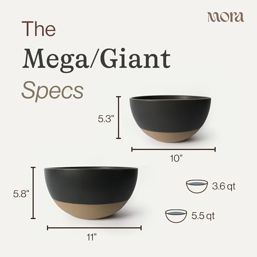 Mega and Giant Bowls Set of 2, 5.5 and 3.5 Qt Ceramic Pottery Mixing Bowls - Microwave and Dishwasher Safe, alternate view 3