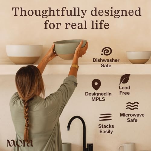 Mega and Giant Bowls Set of 2, 5.5 and 3.5 Qt Ceramic Pottery Mixing Bowls - Microwave and Dishwasher Safe, alternate view 5