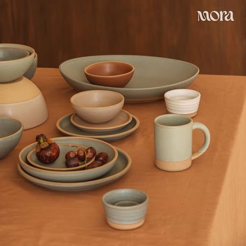 Mega and Giant Serving Dishes Set of 2, 16 inch and 14 inch Ceramic Pottery Oval Platters - Microwave, Oven and, alternate