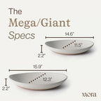 Mega and Giant Serving Dishes Set of 2, 16 inch and 14 inch Ceramic Pottery Oval Platters - Microwave, Oven and, alternate