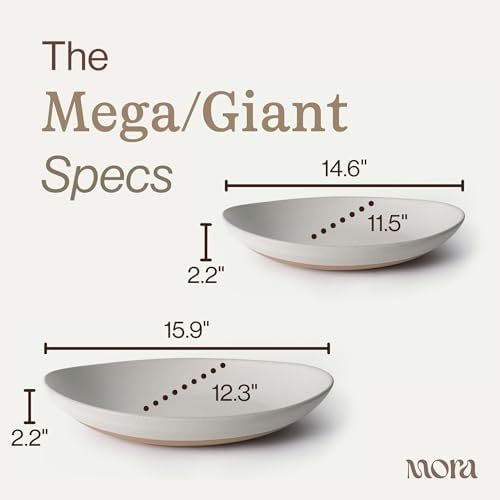 Mega and Giant Serving Dishes Set of 2, 16 inch and 14 inch Ceramic Pottery Oval Platters - Microwave, Oven and, alternate