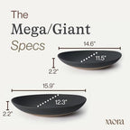 Mega and Giant Serving Dishes Set of 2, 16 inch and 14 inch Ceramic Pottery Oval Platters - Microwave, Oven and, alternate