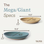 Mega and Giant Serving Dishes Set of 2, 16 inch and 14 inch Ceramic Pottery Oval Platters - Microwave, Oven and, alternate