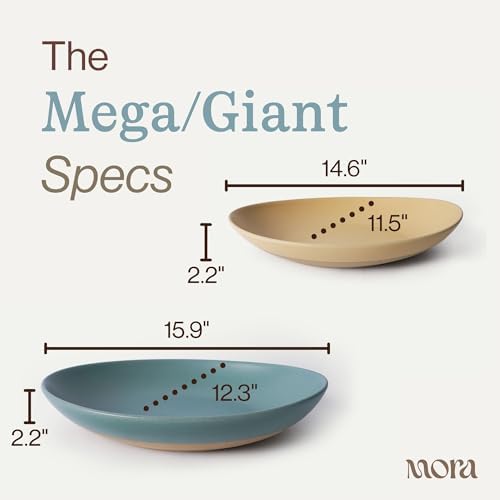 Mega and Giant Serving Dishes Set of 2, 16 inch and 14 inch Ceramic Pottery Oval Platters - Microwave, Oven and, alternate